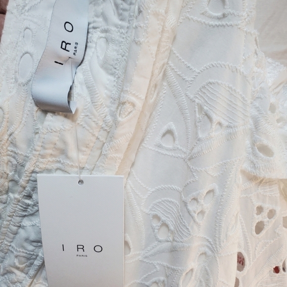NWT IRO White Eyelet Ruffle Sleeve Dress - Size 42 / 10 - Picture 12 of 12
